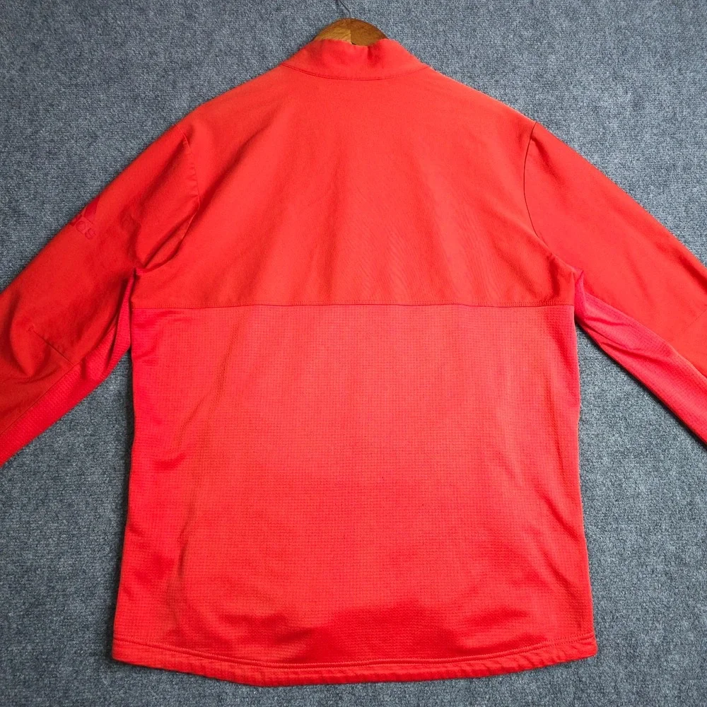 Adidas Go To 1/4 Zip Pullover Sweatshirt Mens Large Red Terry Long Sleeve Golf